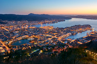 Sunset from Floyaen overlooking Bergen