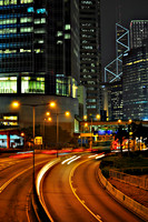 Downtown Hong Kong at Night with the Bank of China building in the back ground